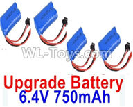 Wltoys 18405 Parts-Upgrade 6.4V 750mAh battery(4pcs)-52X32X16mm,Wltoys 18405 RC Crawler Car Spare Parts Replacement Accessories,1:18 18405 4wd RC rock racing car Parts,On Road Drift Racing Truck Car Parts